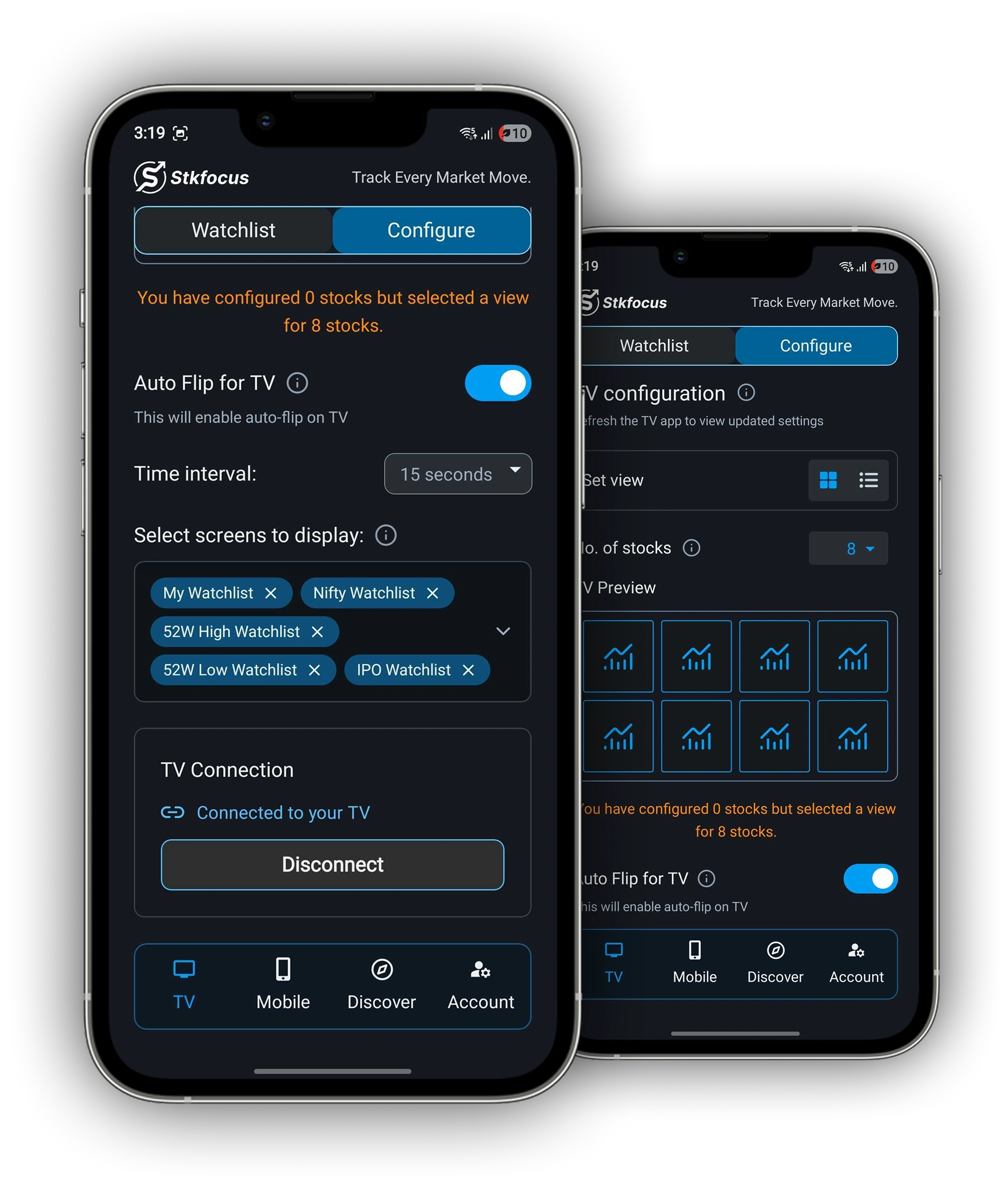 image of mobile app mockups for tv app config